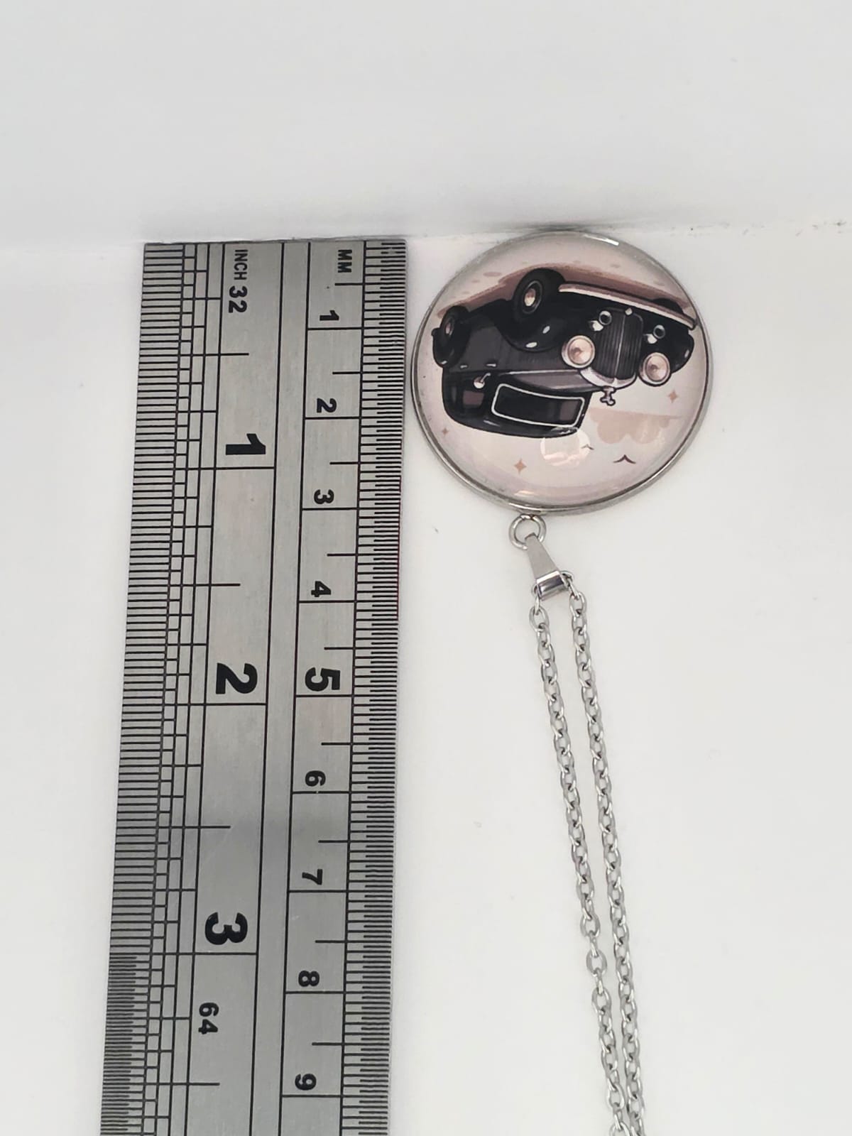 Good Omens Inspired Crowley's Bentley 30mm Pendant Stainless Steel 20 Inch Necklace