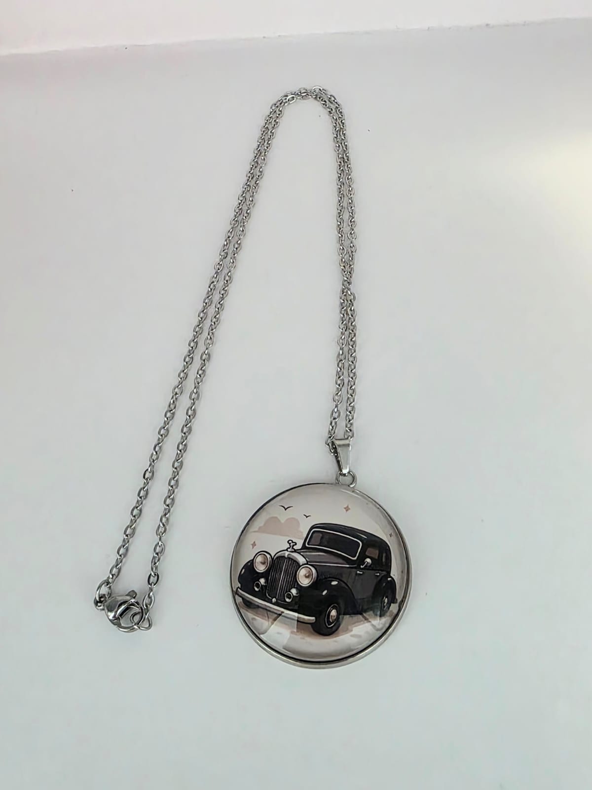 Good Omens Inspired Crowley's Bentley 30mm Pendant Stainless Steel 20 Inch Necklace