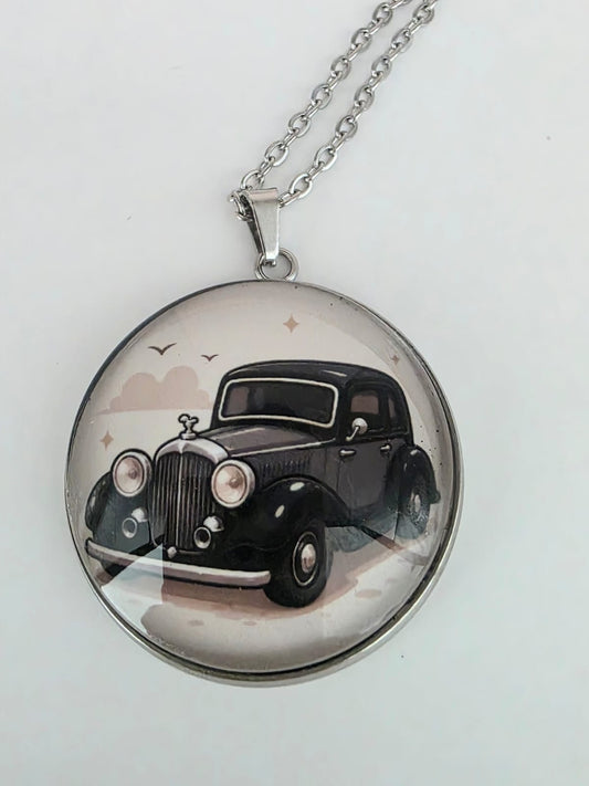 Good Omens Inspired Crowley's Bentley 30mm Pendant Stainless Steel 20 Inch Necklace