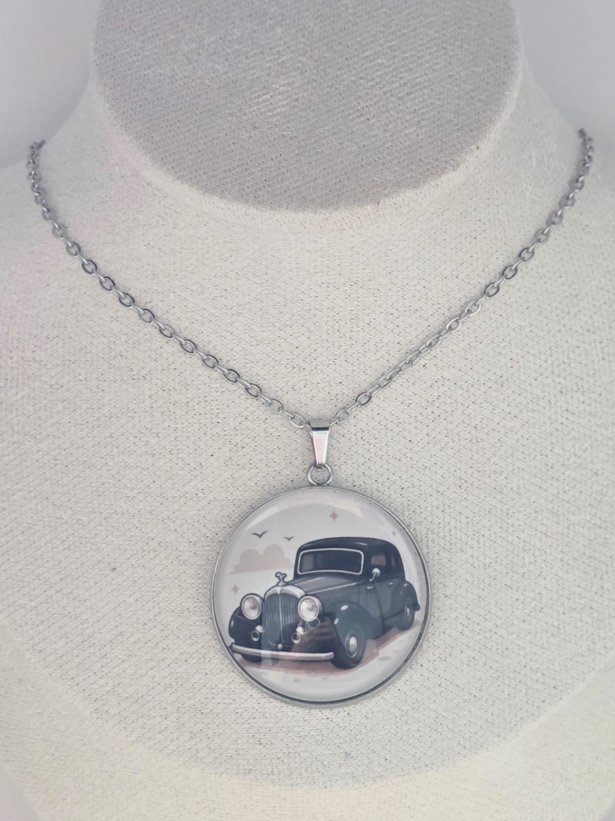 Good Omens Inspired Crowley's Bentley 30mm Pendant Stainless Steel 20 Inch Necklace