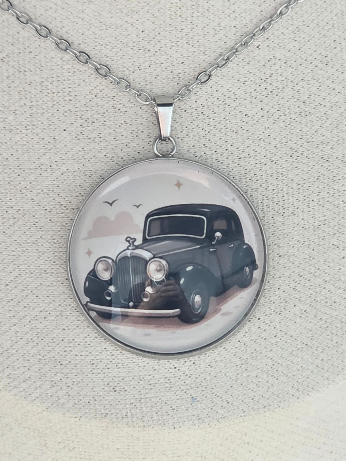 Good Omens Inspired Crowley's Bentley 30mm Pendant Stainless Steel 20 Inch Necklace