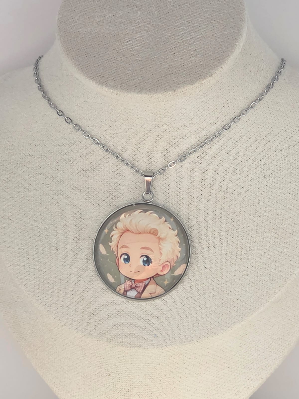 Good Omens Inspired Aziraphale 30mm Pendant Stainless Steel 20 Inch Necklace