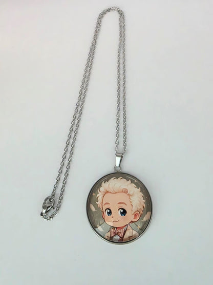 Good Omens Inspired Aziraphale 30mm Pendant Stainless Steel 20 Inch Necklace