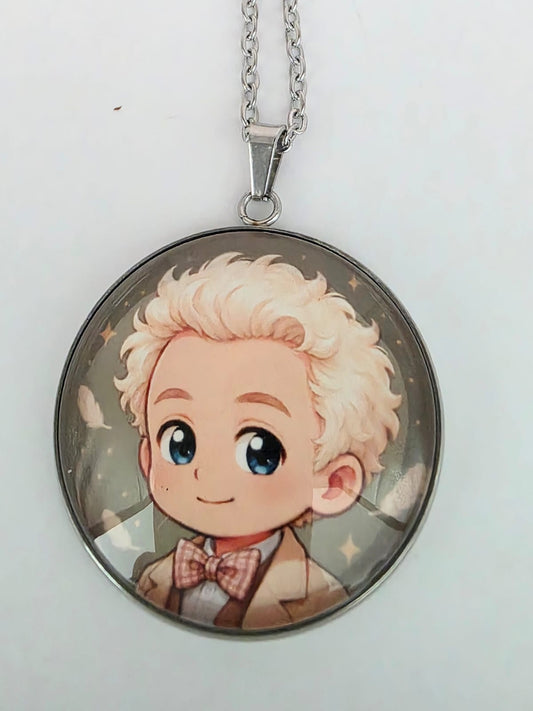 Good Omens Inspired Aziraphale 30mm Pendant Stainless Steel 20 Inch Necklace