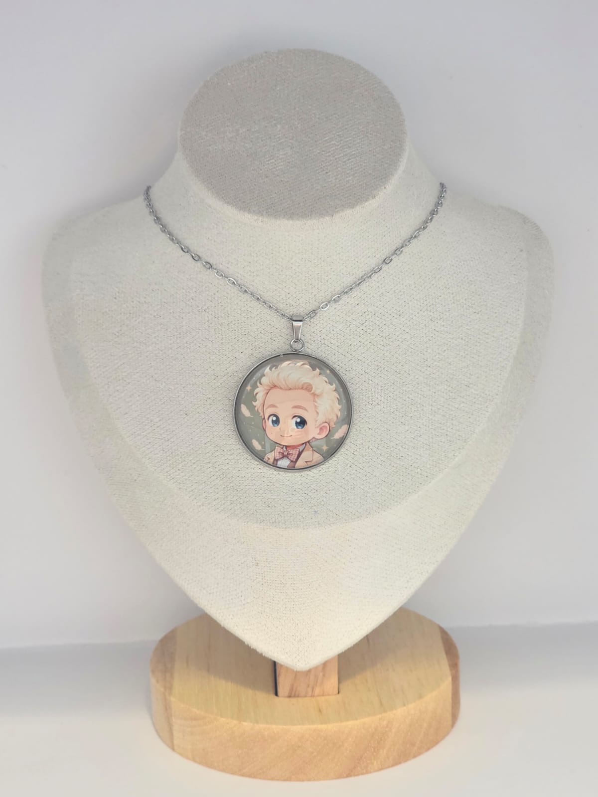 Good Omens Inspired Aziraphale 30mm Pendant Stainless Steel 20 Inch Necklace
