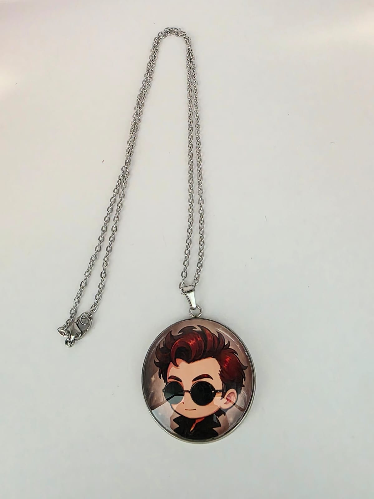 Good Omens Inspired Crowley 30mm Pendant Stainless Steel 20 Inch Necklace