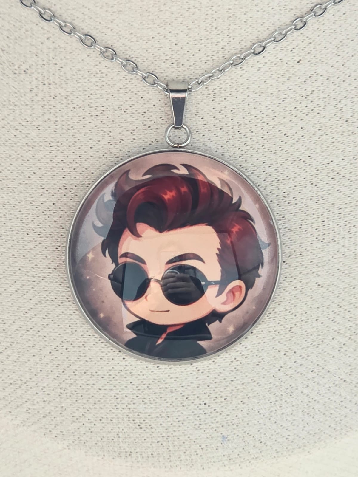 Good Omens Inspired Crowley 30mm Pendant Stainless Steel 20 Inch Necklace