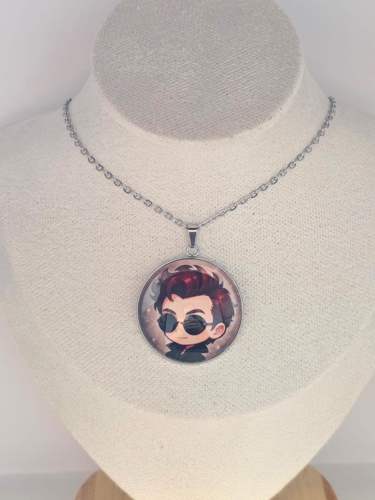 Good Omens Inspired Crowley 30mm Pendant Stainless Steel 20 Inch Necklace