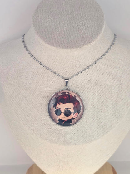 Good Omens Inspired Crowley 30mm Pendant Stainless Steel 20 Inch Necklace