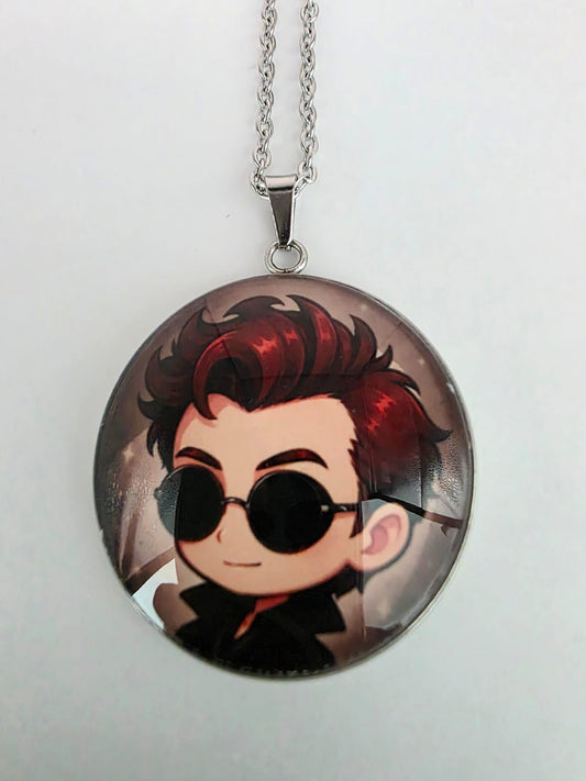 Good Omens Inspired Crowley 30mm Pendant Stainless Steel 20 Inch Necklace