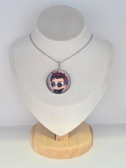 Good Omens Inspired Crowley 30mm Pendant Stainless Steel 20 Inch Necklace