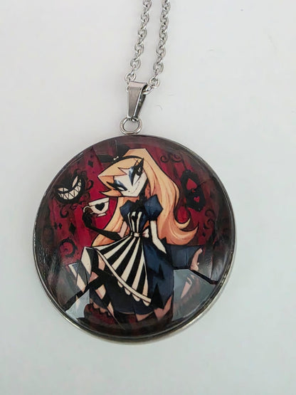 Alice in Wonderland Inspired Alice 30mm Pendant Stainless Steel 20 Inch Necklace