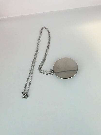 Alice in Wonderland Inspired Mad Hatter 30mm Pendant Stainless Steel 20 Inch Necklace