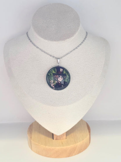 Alice in Wonderland Inspired Mad Hatter 30mm Pendant Stainless Steel 20 Inch Necklace