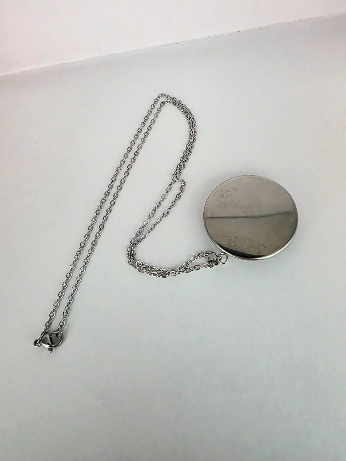 Alice in Wonderland Inspired White Rabbit 30mm Pendant Stainless Steel 20 Inch Necklace