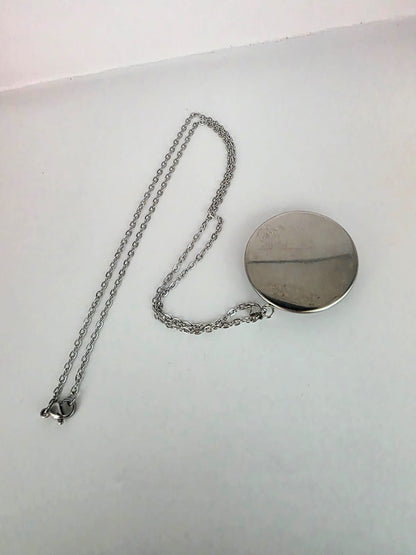 Alice in Wonderland Inspired White Rabbit 30mm Pendant Stainless Steel 20 Inch Necklace