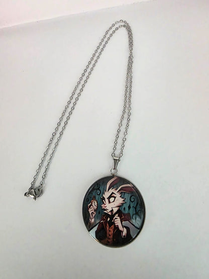 Alice in Wonderland Inspired White Rabbit 30mm Pendant Stainless Steel 20 Inch Necklace