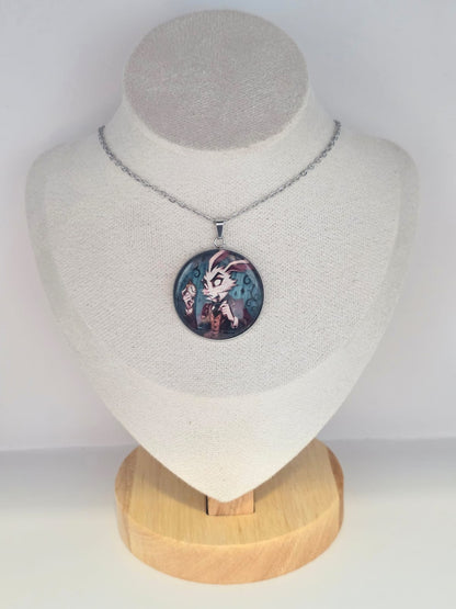 Alice in Wonderland Inspired White Rabbit 30mm Pendant Stainless Steel 20 Inch Necklace