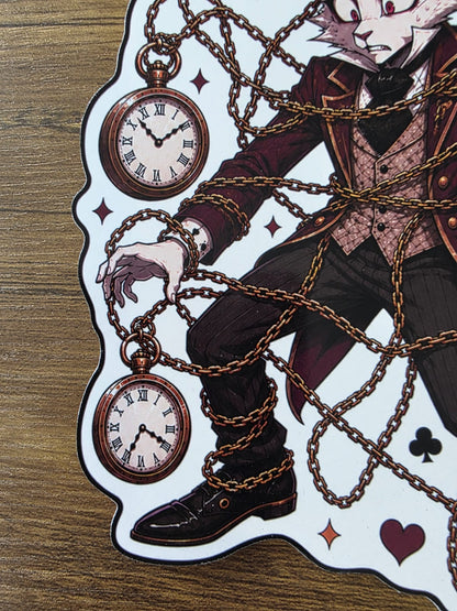 Alice in Wonderland Inspired White Rabbit Glossy Die Cut Sticker | 2 Sizes Available