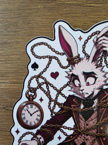 Alice in Wonderland Inspired White Rabbit Glossy Die Cut Sticker | 2 Sizes Available
