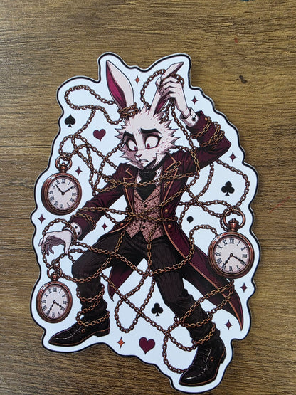 Alice in Wonderland Inspired White Rabbit Glossy Die Cut Sticker | 2 Sizes Available