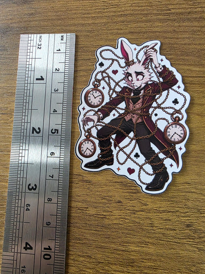 Alice in Wonderland Inspired White Rabbit Glossy Die Cut Sticker | 2 Sizes Available