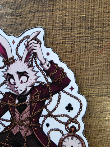 Alice in Wonderland Inspired White Rabbit Glossy Die Cut Sticker | 2 Sizes Available