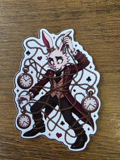 Alice in Wonderland Inspired White Rabbit Glossy Die Cut Sticker | 2 Sizes Available