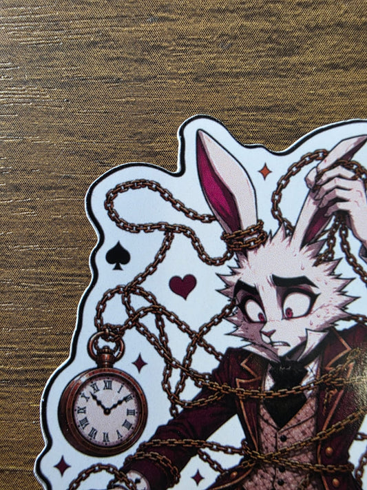 Alice in Wonderland Inspired White Rabbit Glossy Die Cut Sticker | 2 Sizes Available