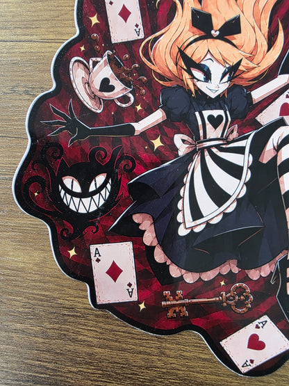 Alice in Wonderland Inspired Alice Falling Glossy Die Cut Sticker | 2 Sizes Available