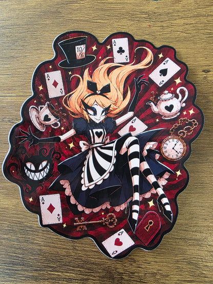 Alice in Wonderland Inspired Alice Falling Glossy Die Cut Sticker | 2 Sizes Available