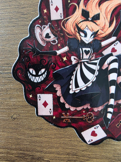 Alice in Wonderland Inspired Alice Falling Glossy Die Cut Sticker | 2 Sizes Available