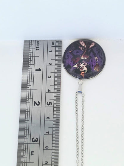 Alice in Wonderland Inspired Hellverse Queen of Hearts 30mm Pendant Stainless Steel 20 Inch Necklace