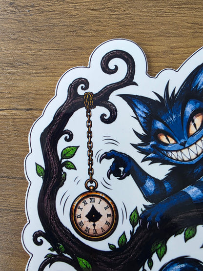 Alice in Wonderland Inspired Hellverse Cheshire Cat Glossy Die Cut Sticker | 2 Sizes Available