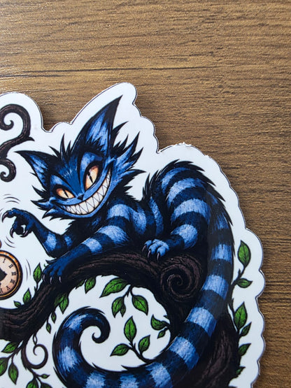 Alice in Wonderland Inspired Hellverse Cheshire Cat Glossy Die Cut Sticker | 2 Sizes Available