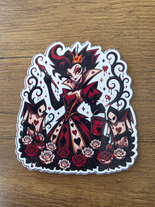 Alice in Wonderland Inspired Hellverse Queen of Hearts Glossy Die Cut Sticker | 2 Sizes Available