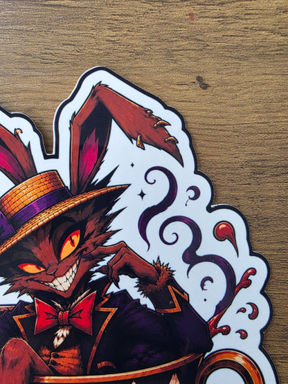 Alice in Wonderland Inspired Hellverse March Hare Glossy Die Cut Sticker | 2 Sizes Available