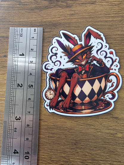Alice in Wonderland Inspired Hellverse March Hare Glossy Die Cut Sticker | 2 Sizes Available