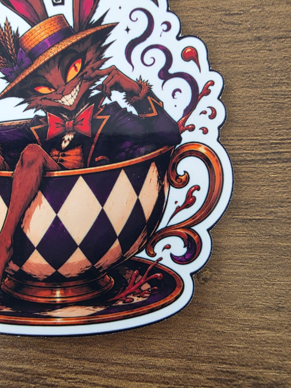 Alice in Wonderland Inspired Hellverse March Hare Glossy Die Cut Sticker | 2 Sizes Available