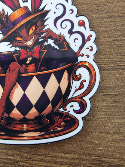 Alice in Wonderland Inspired Hellverse March Hare Glossy Die Cut Sticker | 2 Sizes Available