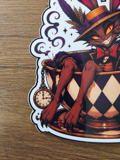 Alice in Wonderland Inspired Hellverse March Hare Glossy Die Cut Sticker | 2 Sizes Available