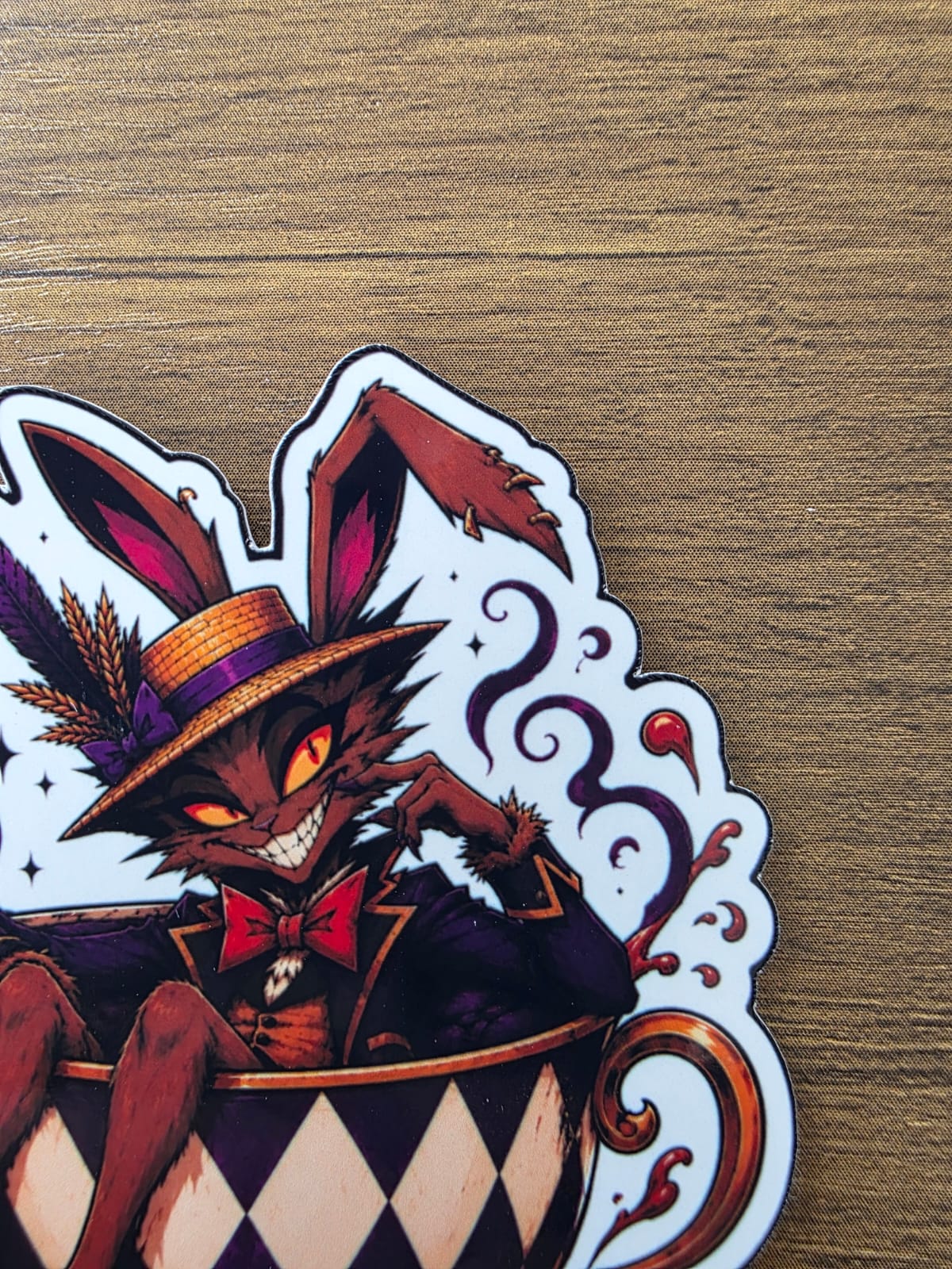 Alice in Wonderland Inspired Hellverse March Hare Glossy Die Cut Sticker | 2 Sizes Available