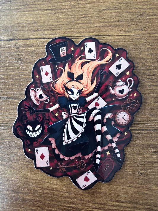 Alice in Wonderland Inspired Hellverse Alice Glossy Die Cut Sticker | 2 Sizes Available
