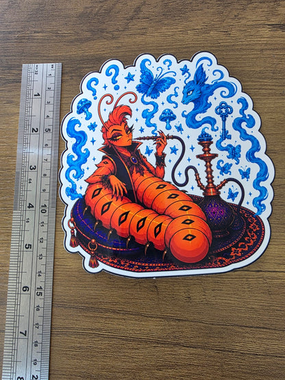 Alice in Wonderland Inspired Hellverse Caterpillar Glossy Die Cut Sticker | 2 Sizes Available