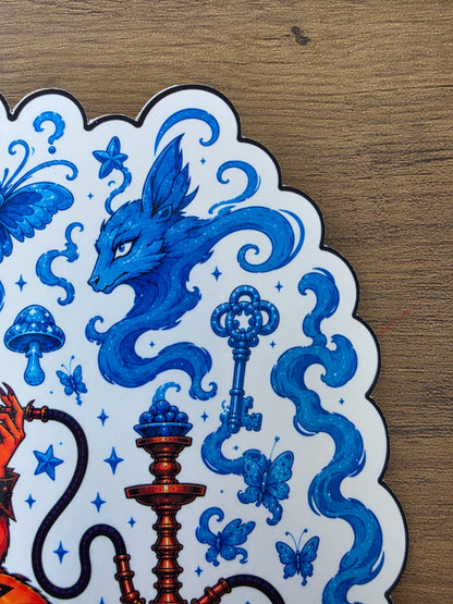 Alice in Wonderland Inspired Hellverse Caterpillar Glossy Die Cut Sticker | 2 Sizes Available
