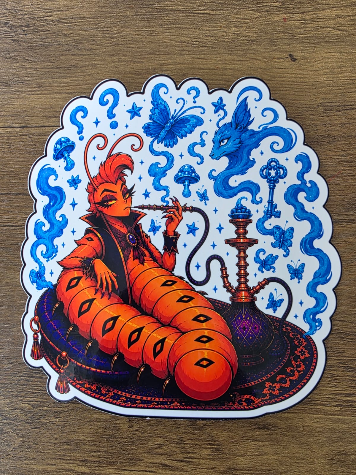 Alice in Wonderland Inspired Hellverse Caterpillar Glossy Die Cut Sticker | 2 Sizes Available