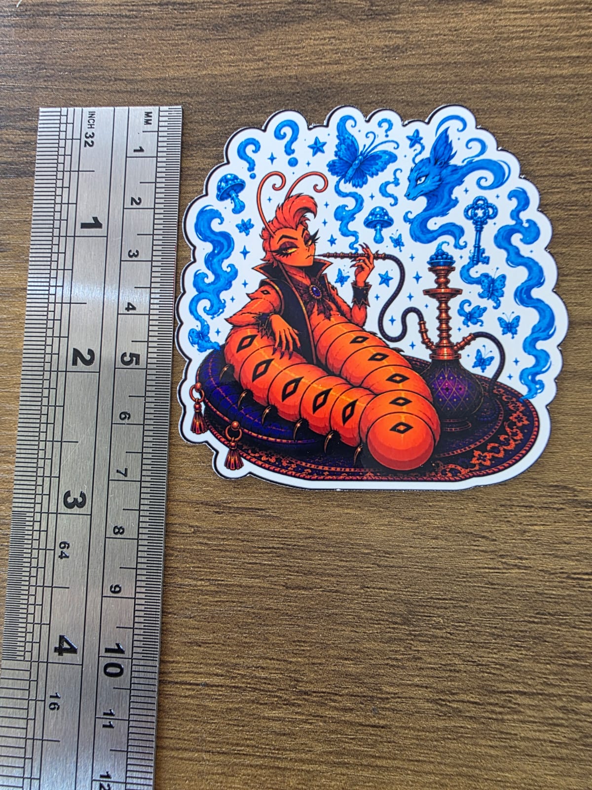 Alice in Wonderland Inspired Hellverse Caterpillar Glossy Die Cut Sticker | 2 Sizes Available