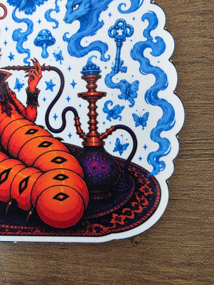 Alice in Wonderland Inspired Hellverse Caterpillar Glossy Die Cut Sticker | 2 Sizes Available