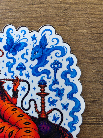 Alice in Wonderland Inspired Hellverse Caterpillar Glossy Die Cut Sticker | 2 Sizes Available