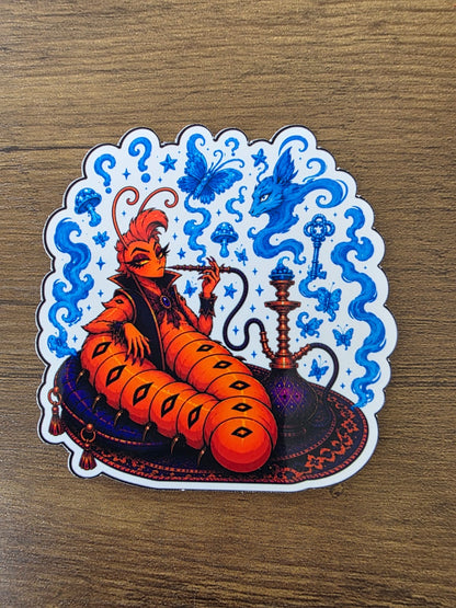 Alice in Wonderland Inspired Hellverse Caterpillar Glossy Die Cut Sticker | 2 Sizes Available
